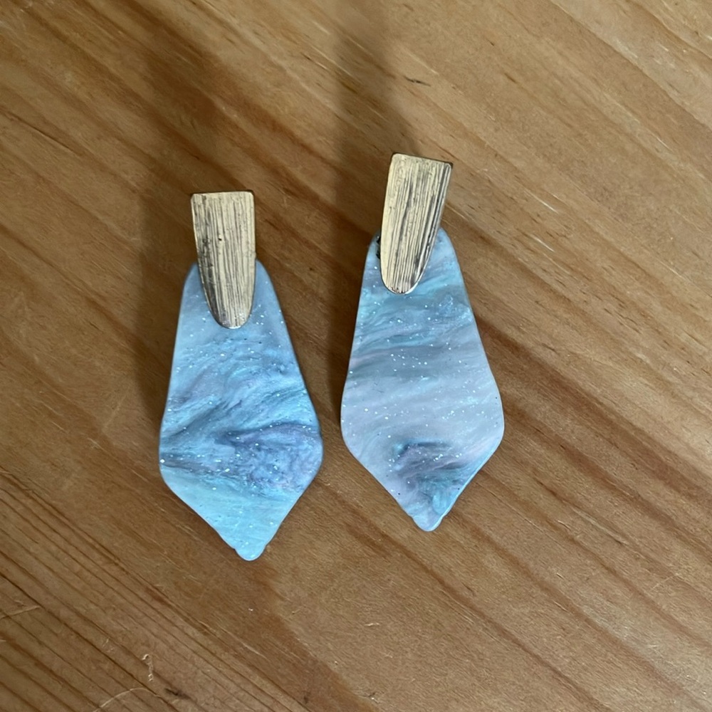 Marbled Blue and Gold Earrings